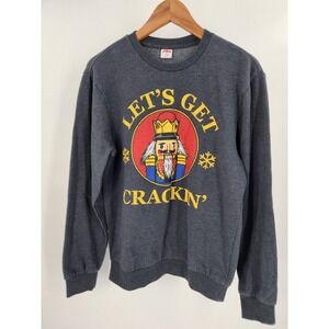 Holiday Time Nutcracker Sweatshirt‎ Mens Small Gray Lets Get Crackin Christmas